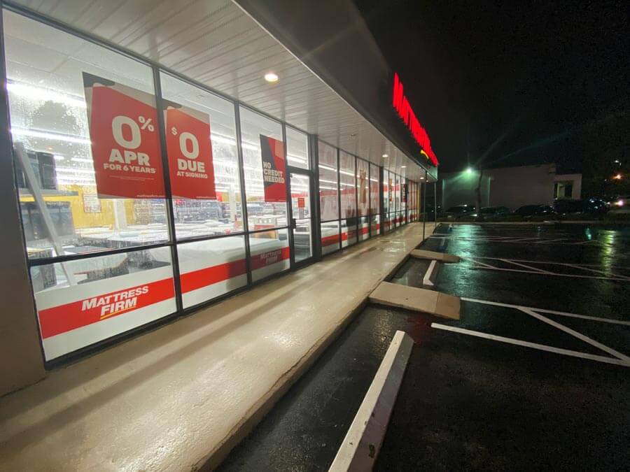 A powerwashed exterior of a store